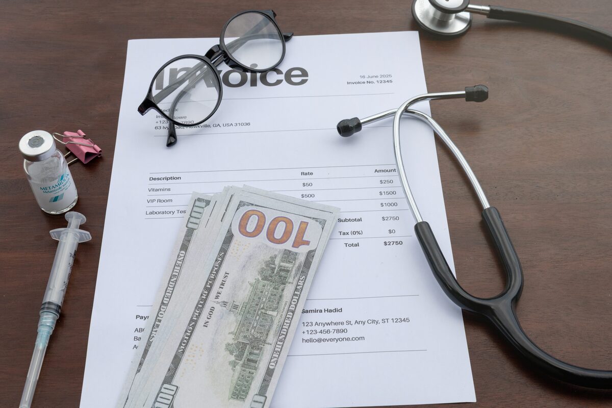 Dallas medical invoice showing Medi-Share coverage exclusions and expense limitations Dallas medical invoice showing Medi-Share coverage exclusions and expense limitations